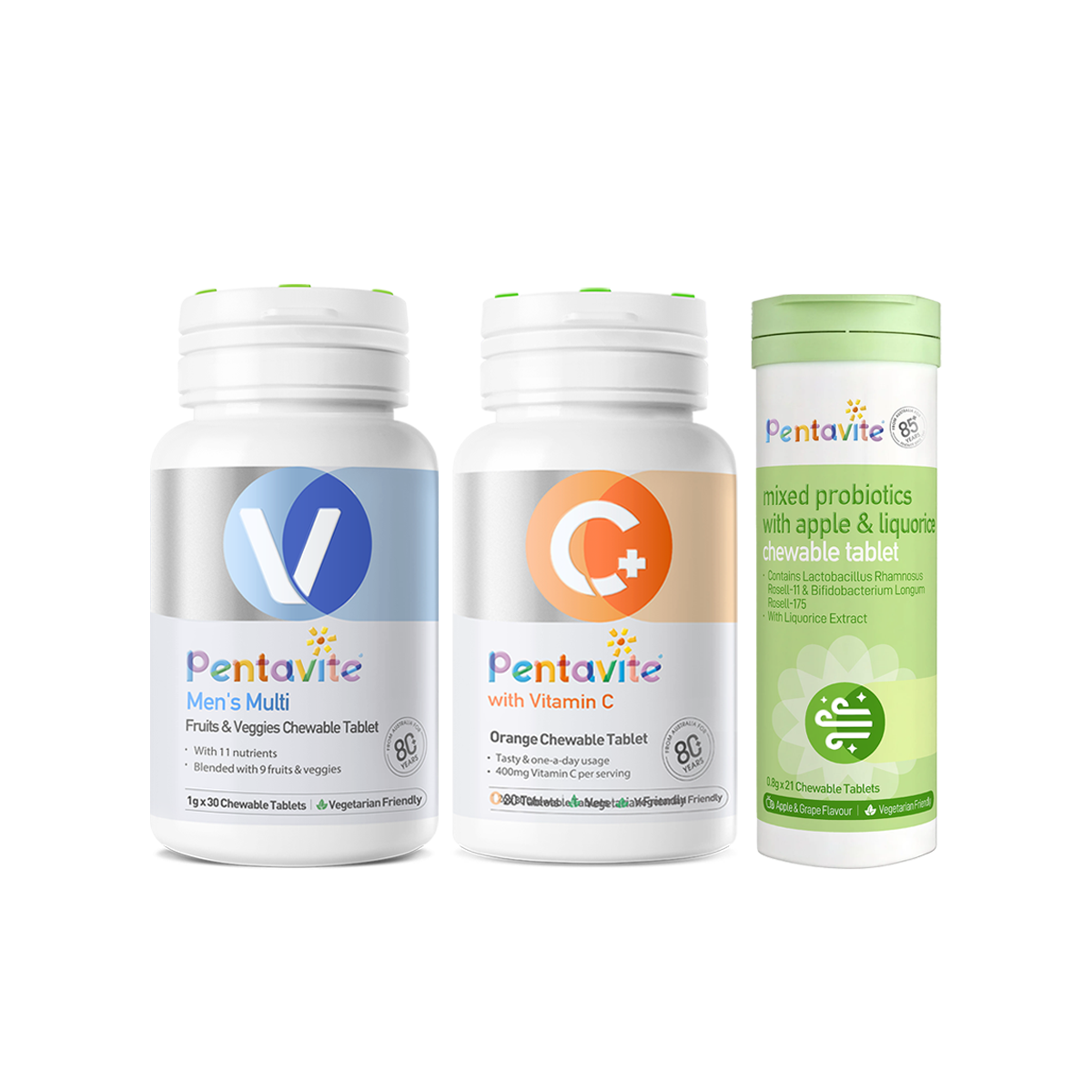 Men’s Multi Essential Pack – 3 Bottles — Men’s Multi + Oral Probiotics + Vitamin C