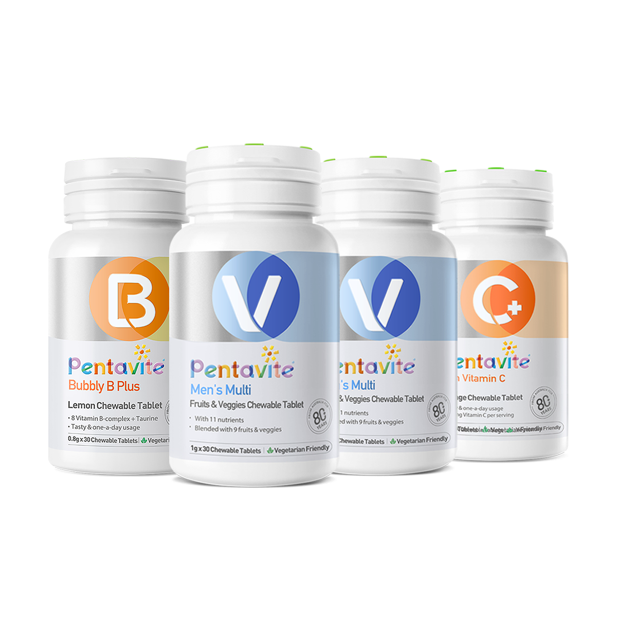Men’s Multi Essential Pack – 4 Bottles — Men’s Multi ×2 + Vitamin C + Bubbly B Plus