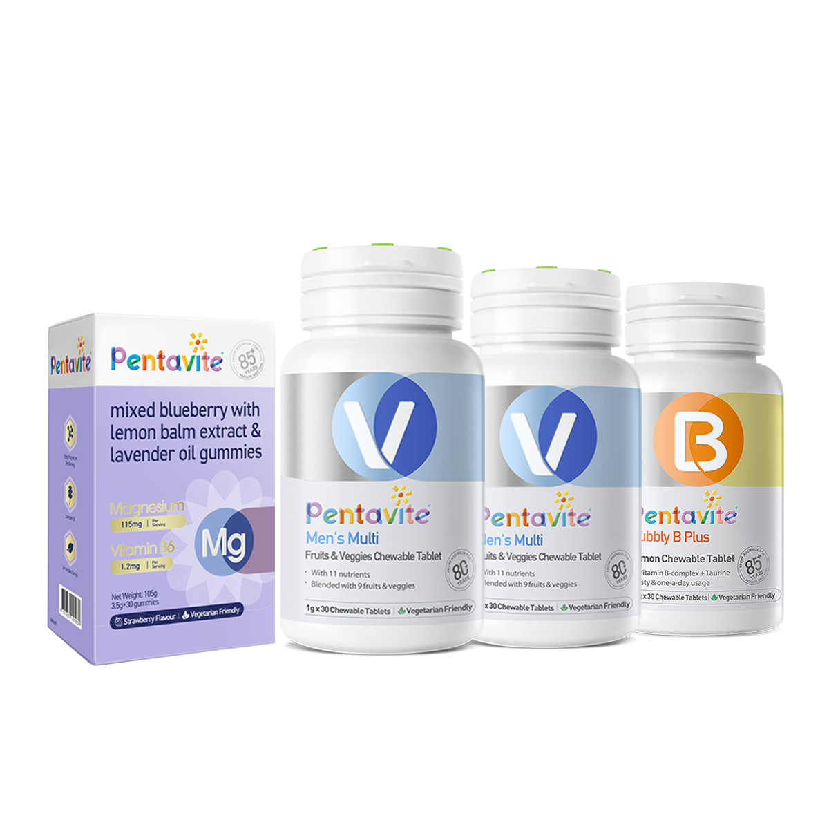 Men’s Multi Essential Pack – 4 Bottles — Men’s Multi ×2 + Magnesium + Bubbly B Plus