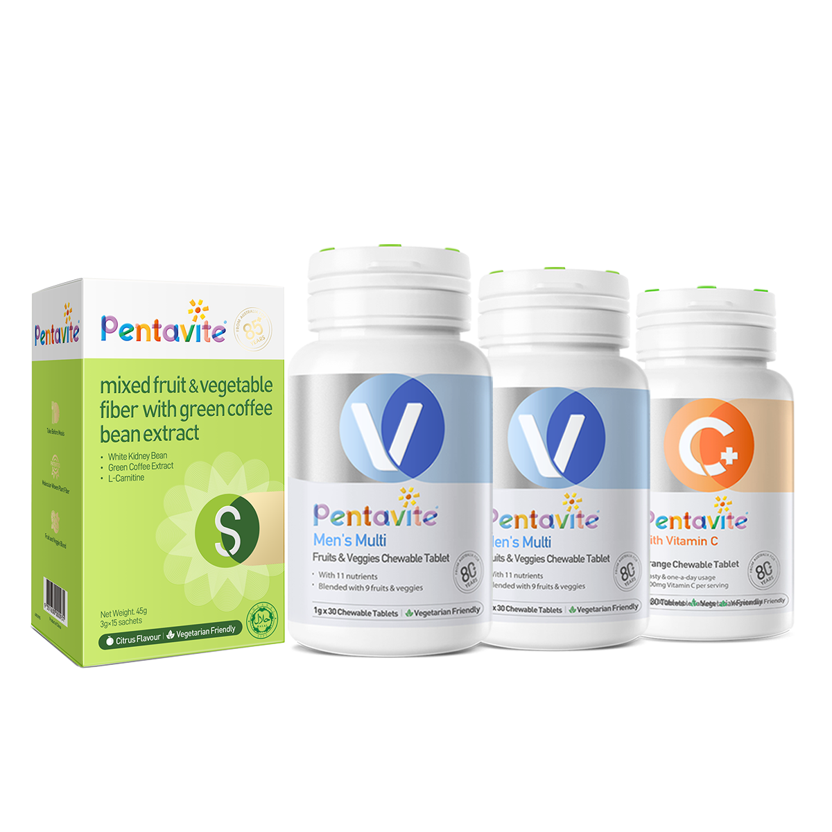 Men’s Multi Essential Pack – 4 Bottles — Men’s Multi ×2 + Fiber + Vitamin C