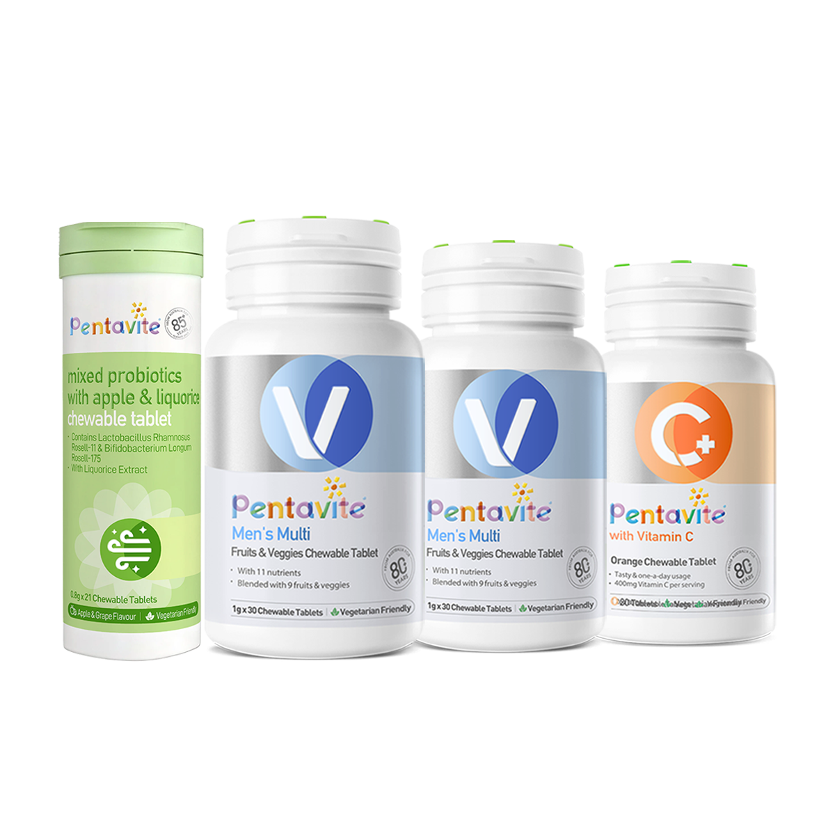 Men’s Multi Essential Pack – 4 Bottles — Men’s Multi ×2 + Oral Probiotics + Vitamin C