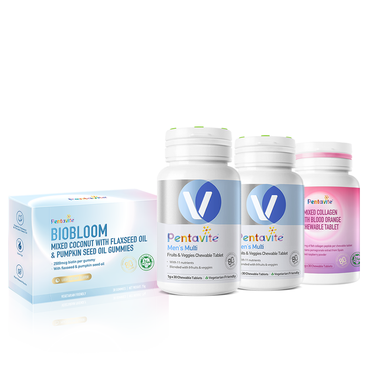 Men’s Multi Essential Pack – 4 Bottles — Men’s Multi ×2 + Biobloom + Collagen