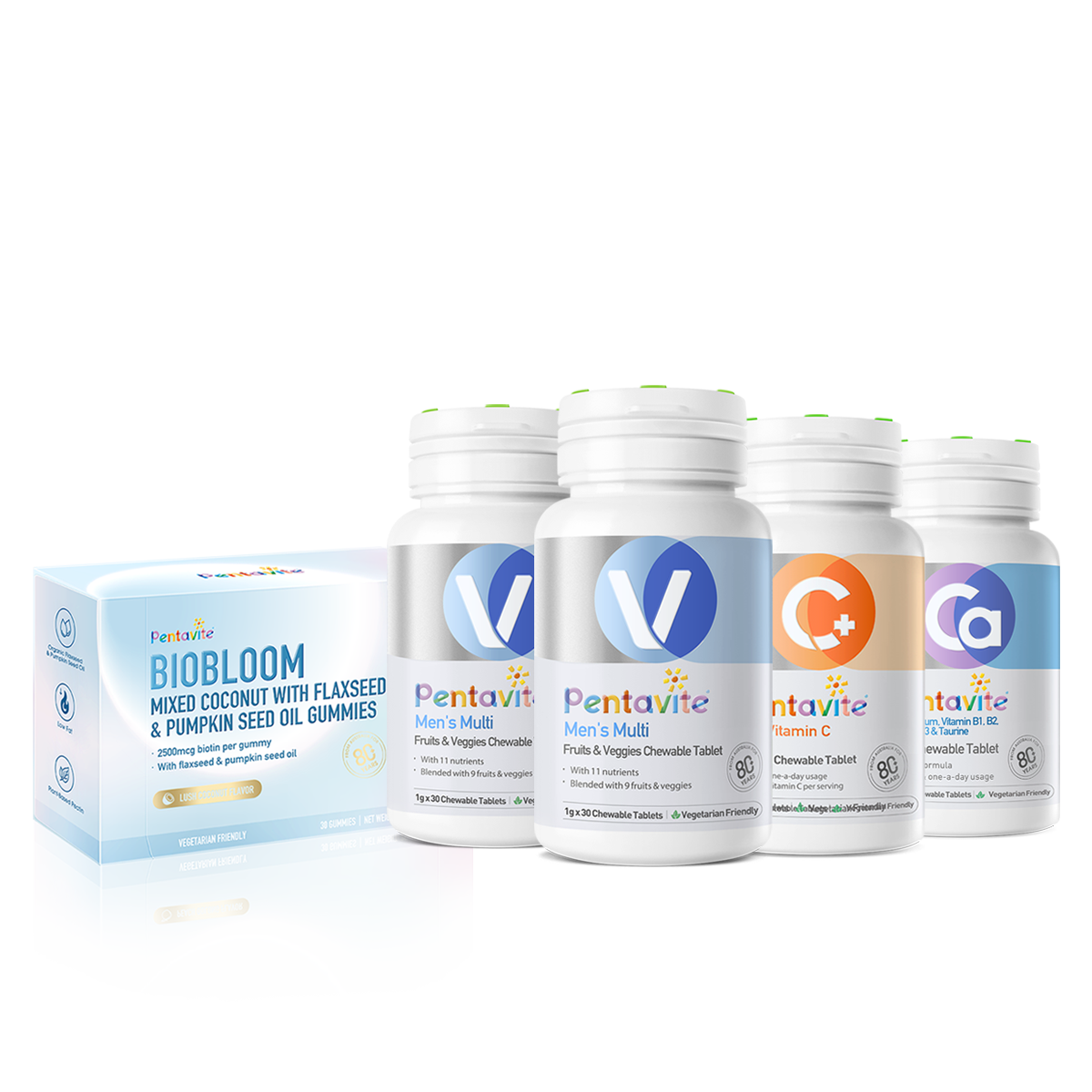 Men’s Multi Essential Pack – 5 Bottles — Men’s Multi ×2 + Vitamin C + Bubbly B Plus + Calcium