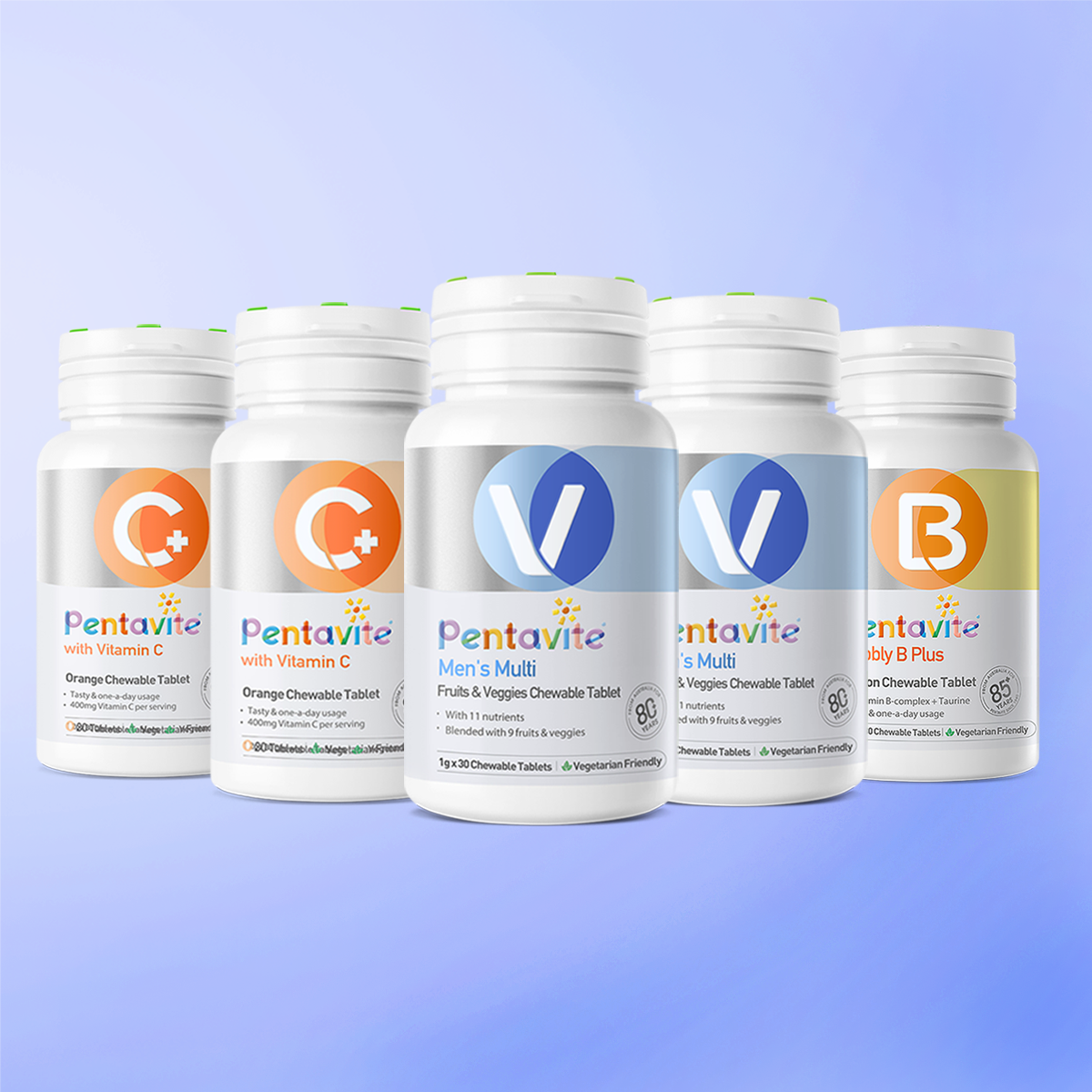 Men’s Multi Essential Pack – 5 Bottles — Men’s Multi ×2 + Vitamin C ×2 + Bubbly B Plus