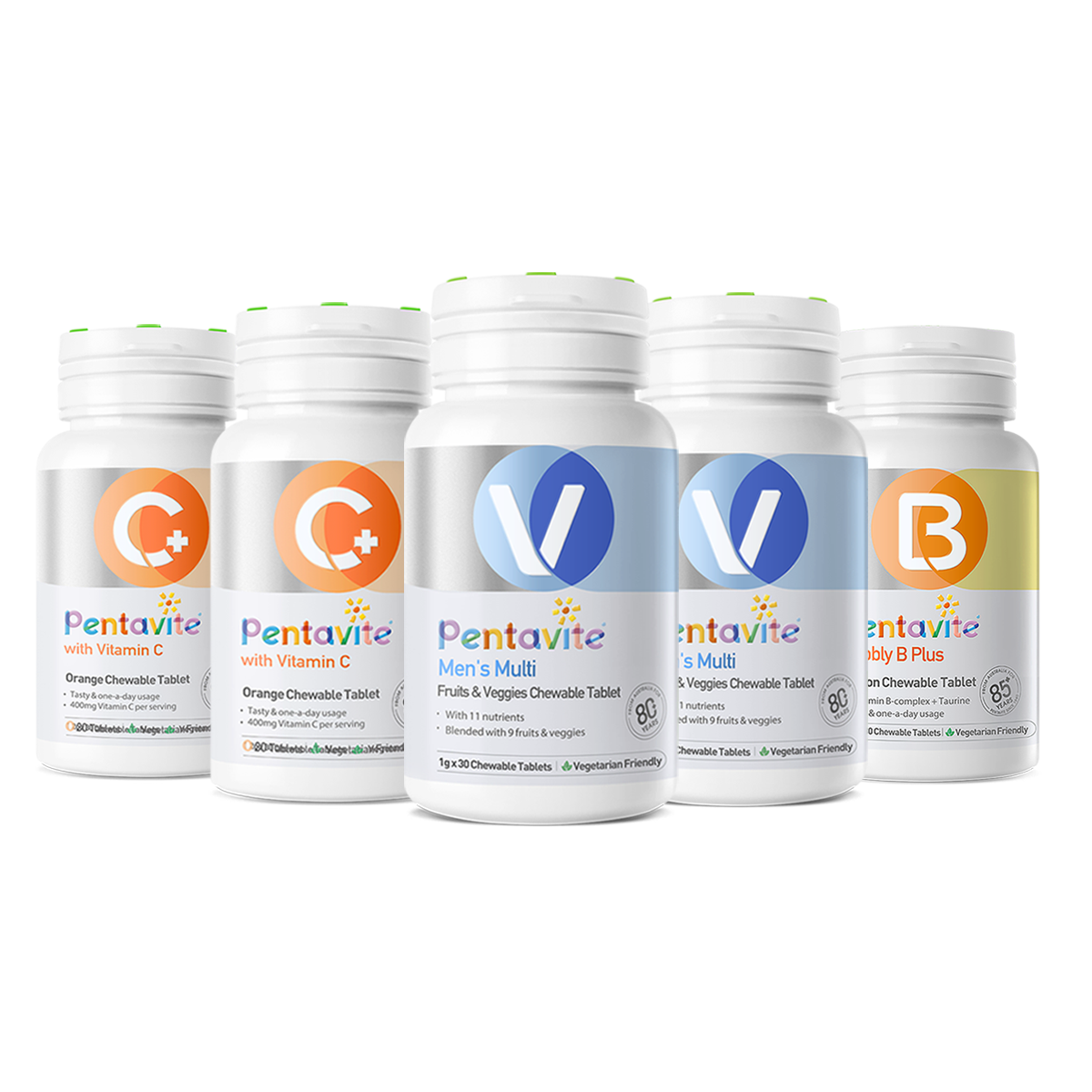Men’s Multi Essential Pack – 5 Bottles — Men’s Multi ×2 + Vitamin C ×2 + Bubbly B Plus