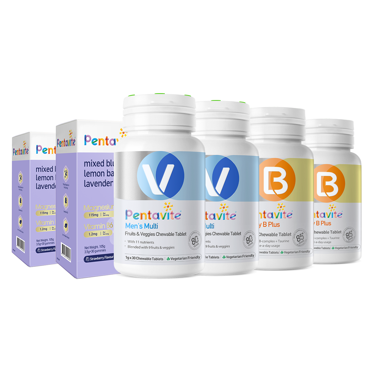 Men’s Multi Essential Pack – 6 Bottles — Men’s Multi ×2 + Magnesium ×2 + Bubbly B Plus ×2
