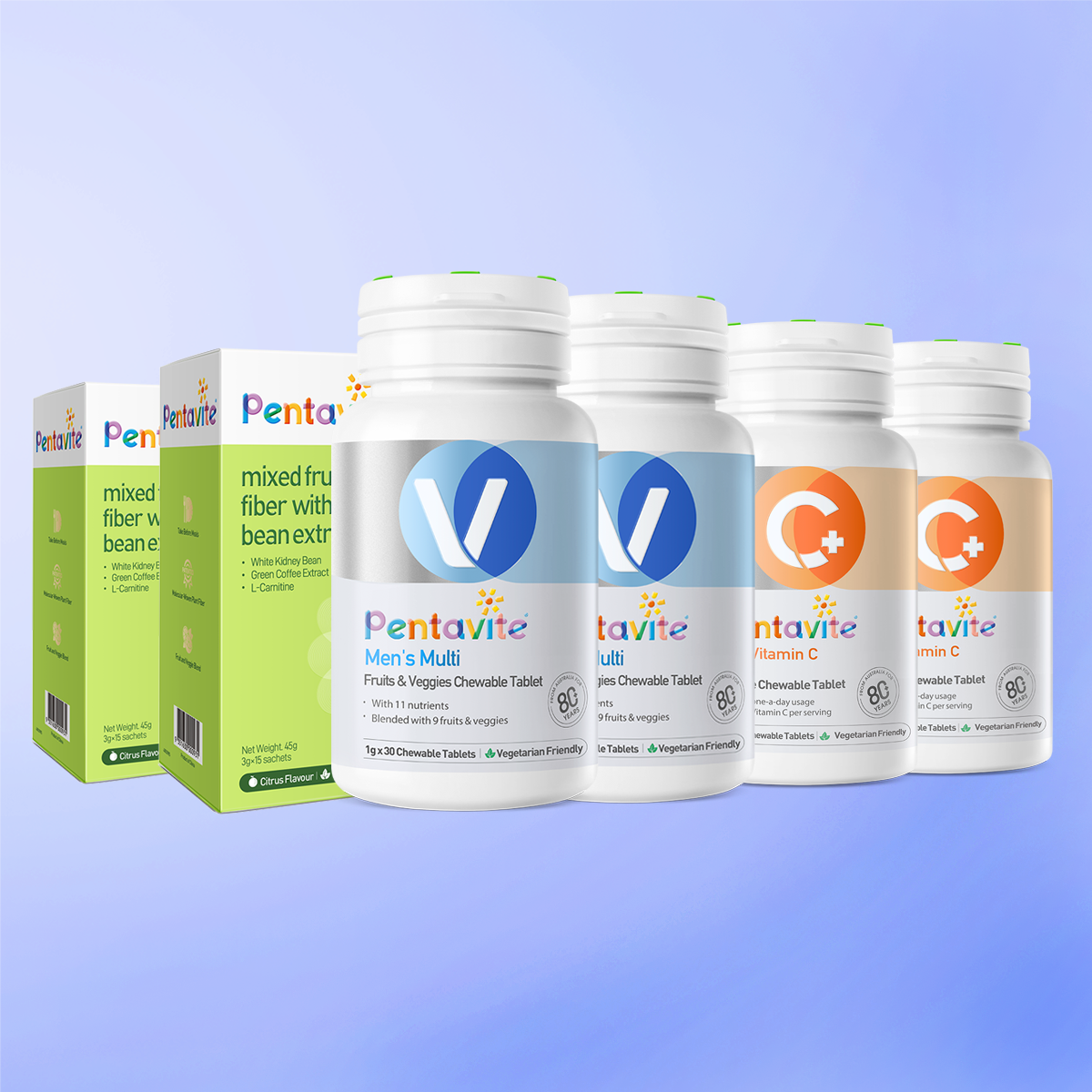 Men’s Multi Essential Pack – 6 Bottles — Men’s Multi ×2 + Fiber ×2 + Vitamin C ×2