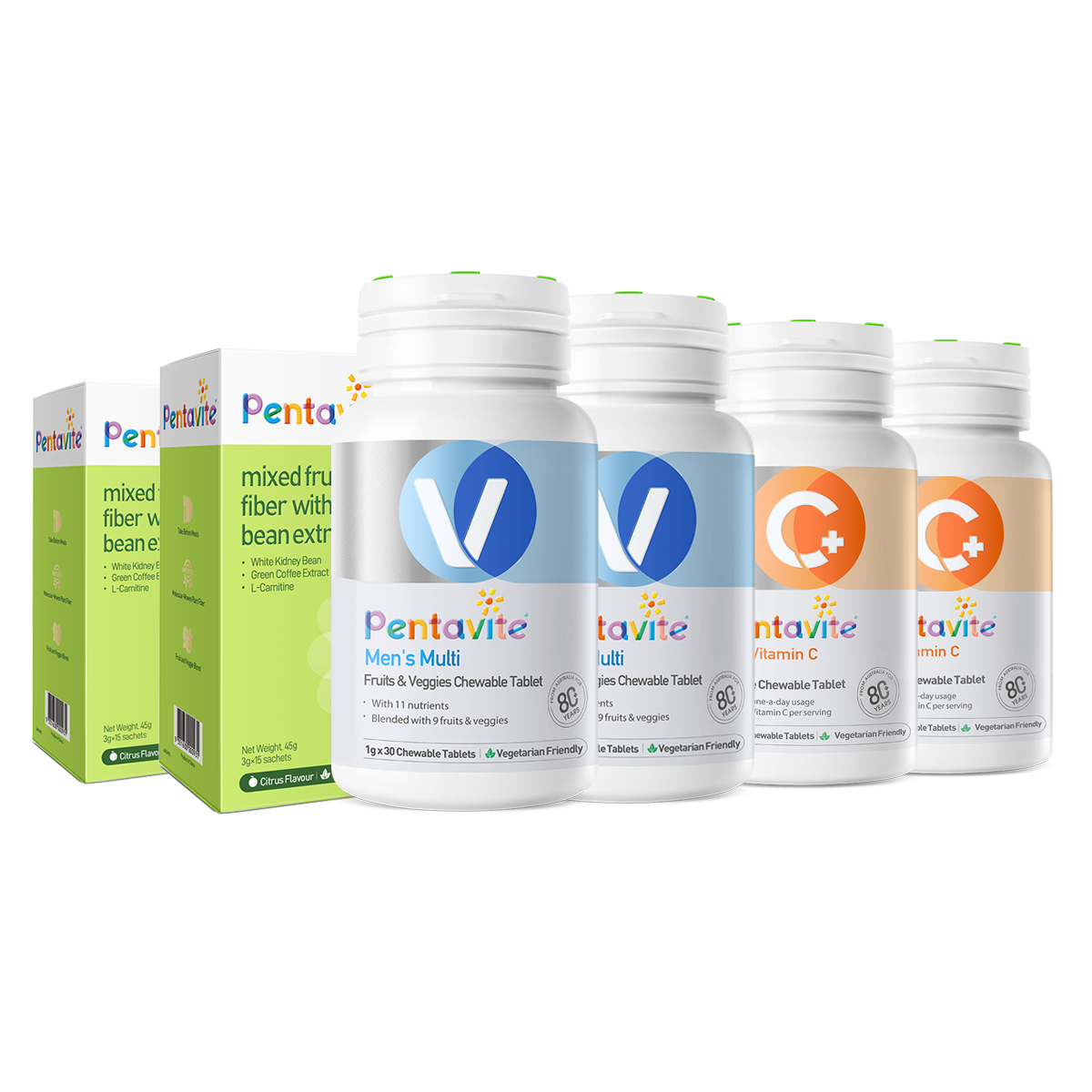 Men’s Multi Essential Pack – 6 Bottles — Men’s Multi ×2 + Fiber ×2 + Vitamin C ×2