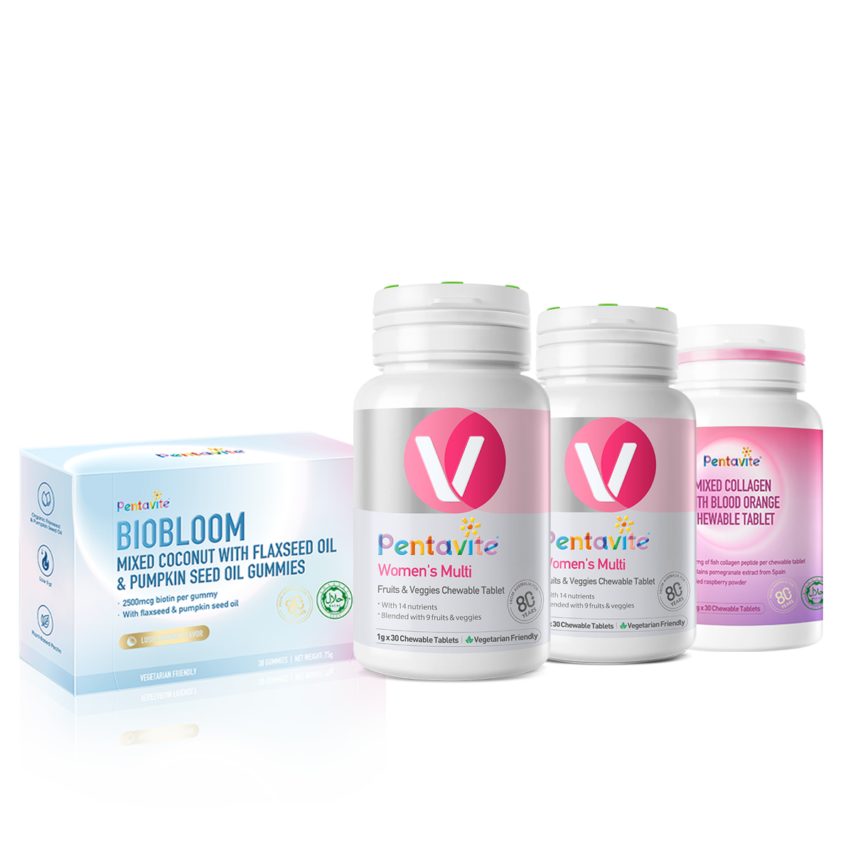 Women’s Multi Essential Pack – 4 Bottles — Women’s Multi ×2 + Collagen + Biobloom