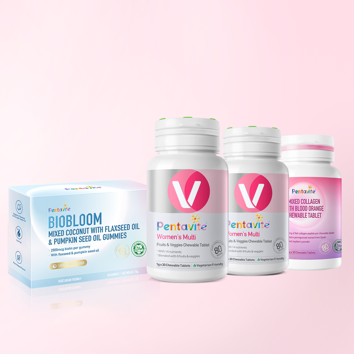 Women’s Multi Essential Pack – 4 Bottles — Women’s Multi ×2 + Collagen + Biobloom