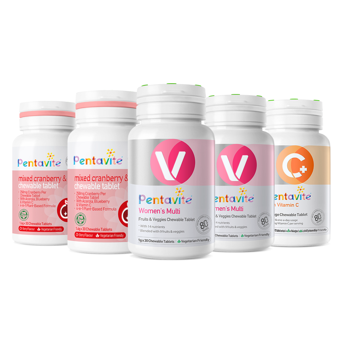 Women’s Multi Essential Pack – 5 Bottles — Women’s Multi ×2 + Cranberry & Acerola ×2 + Vitamin C