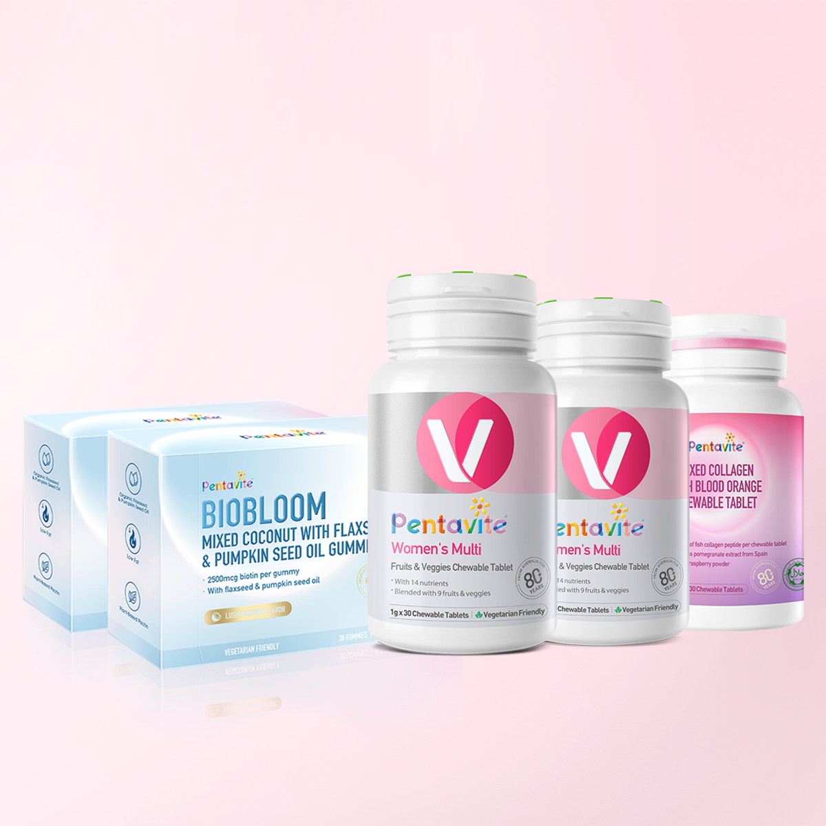 Women’s Multi Essential Pack – 5 Bottles — Women’s Multi ×2 + Collagen ×2 + Biobloom