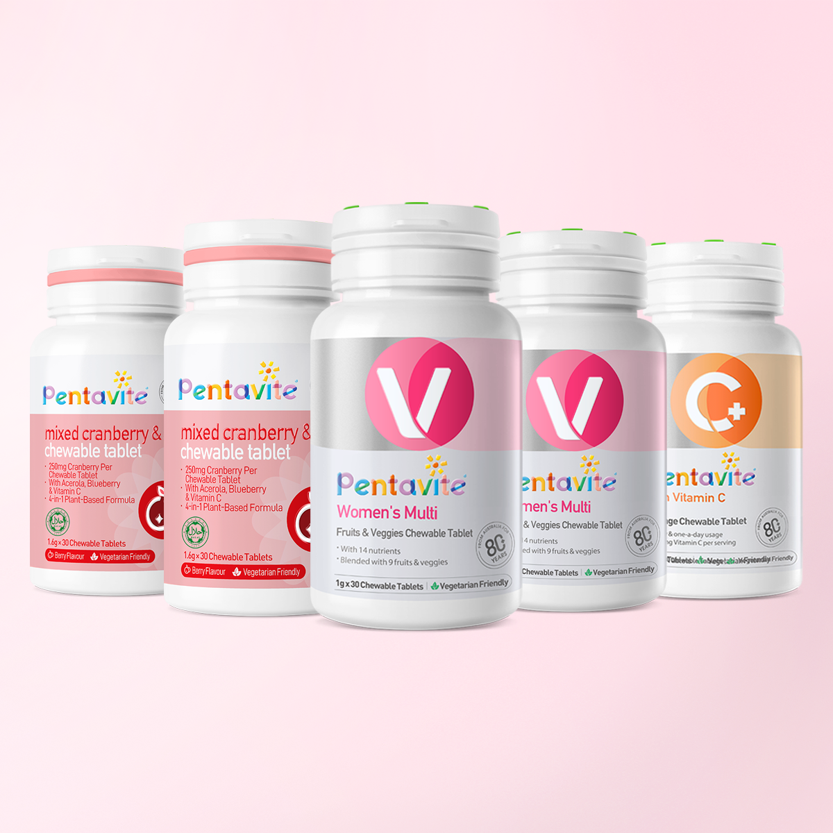 Women’s Multi Essential Pack – 5 Bottles — Women’s Multi ×2 + Cranberry & Acerola ×2 + Vitamin C