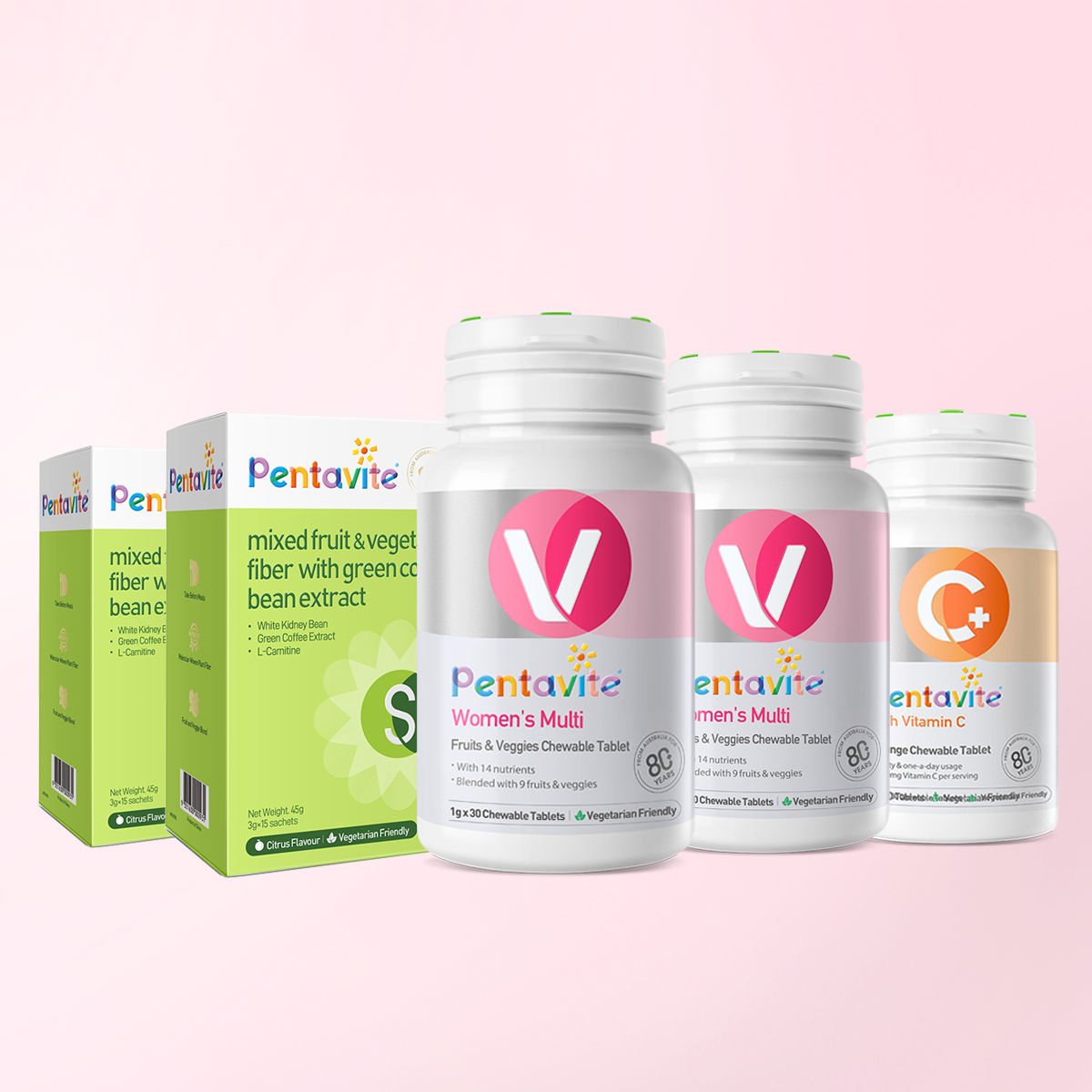 Women’s Multi Essential Pack – 5 Bottles — Women’s Multi ×2 + Fiber ×2 + Vitamin C