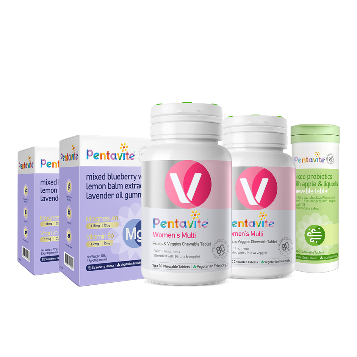 Women’s Multi Essential Pack – 5 Bottles — Women’s Multi ×2 + Magnesium ×2 + Oral Probiotics