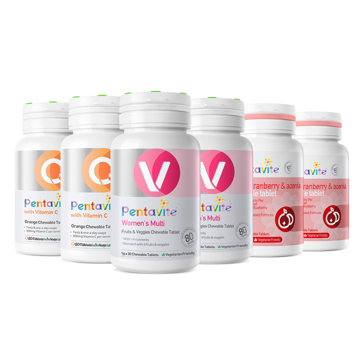 Women’s Multi Essential Pack – 6 Bottles — Women’s Multi ×2 + Cranberry & Acerola ×2 + Vitamin C ×2