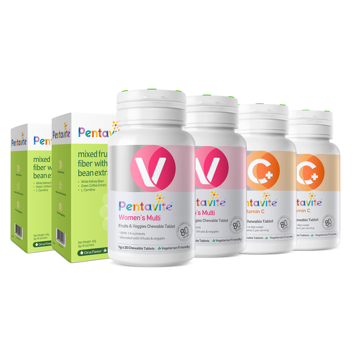 Women’s Multi Essential Pack – 6 Bottles — Women’s Multi ×2 + Fiber ×2 + Vitamin C ×2
