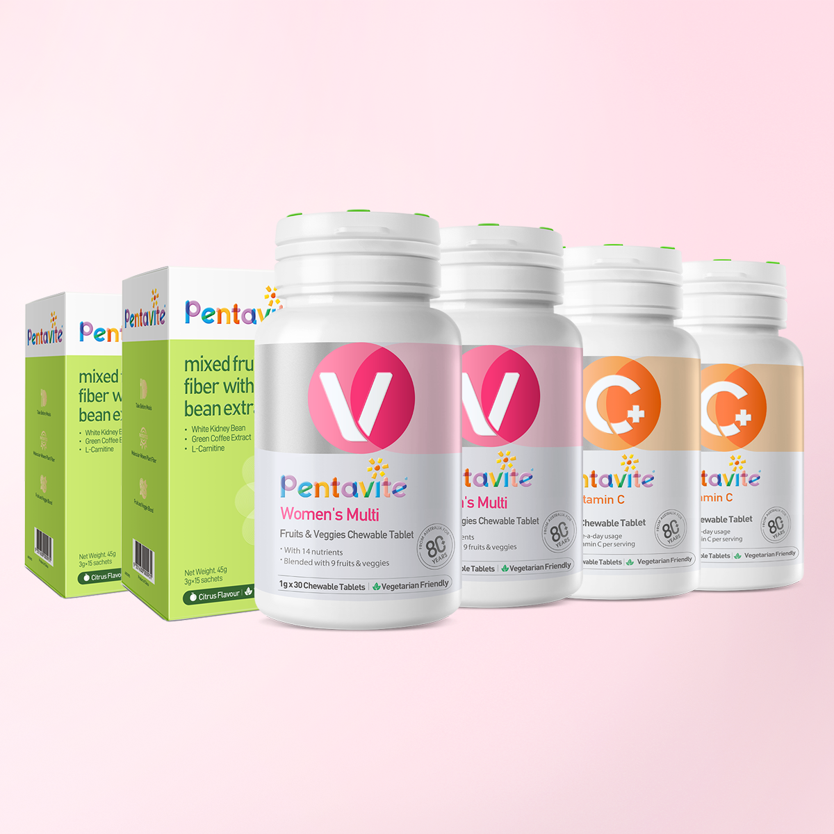 Women’s Multi Essential Pack – 6 Bottles — Women’s Multi ×2 + Fiber ×2 + Vitamin C ×2