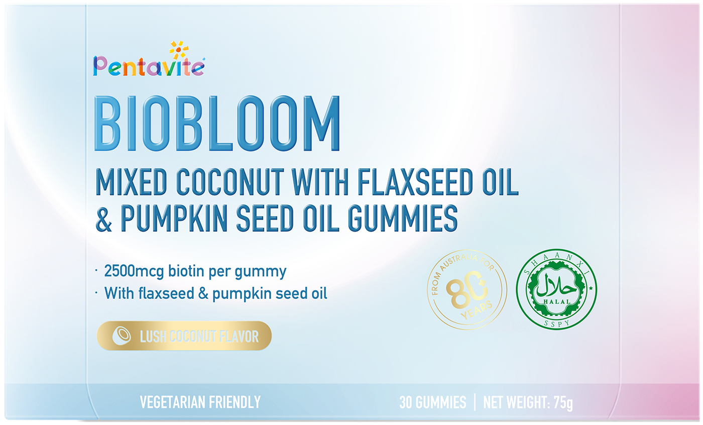 Genuine Biobloom Mixed Coconut With Flaxseed Oil & Pumpkin Seed Oil Gummies