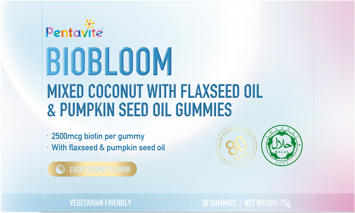 Genuine Biobloom Mixed Coconut With Flaxseed Oil & Pumpkin Seed Oil Gummies