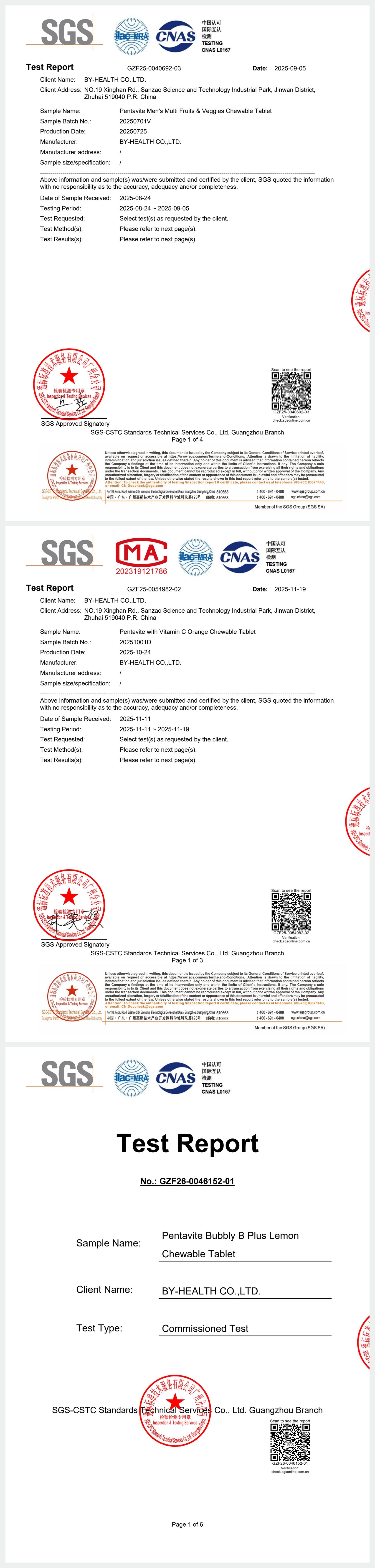 SGS Test Report for Men’s Daily Energy & Immunity Trio – Men’s Multi, Vitamin C & Bubbly B Plus