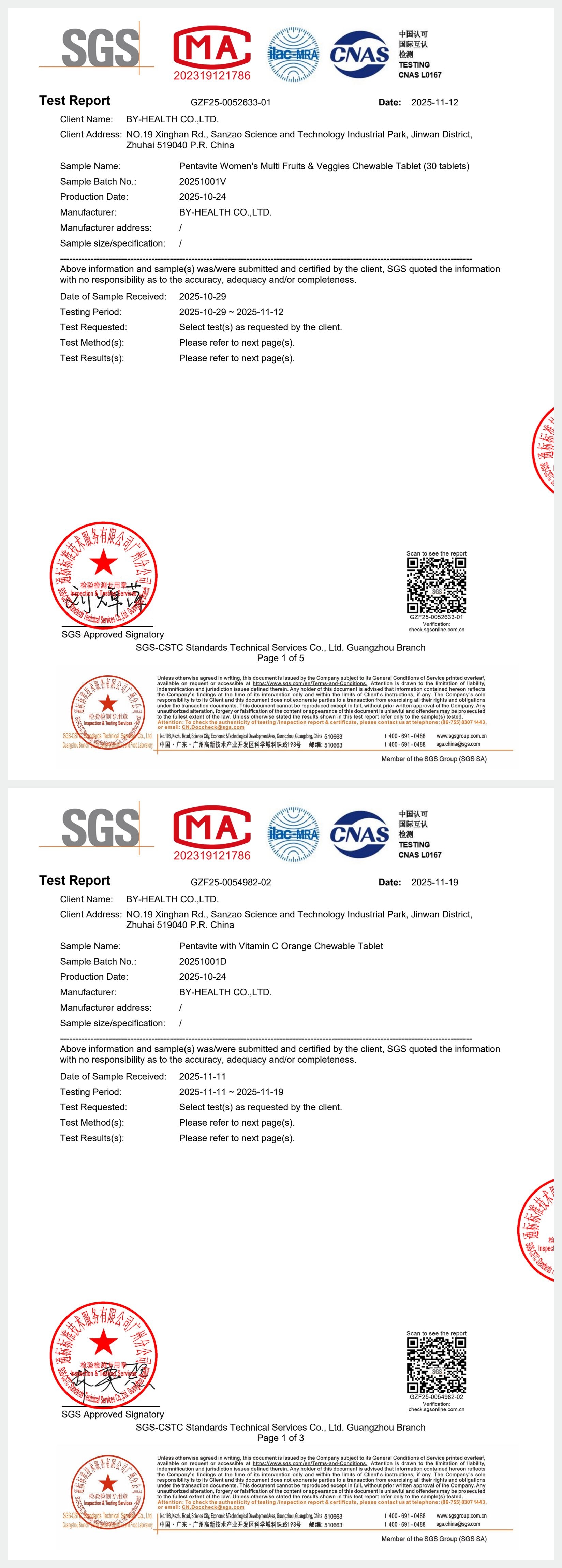 SGS Test Report for Duo Kesejahteraan & Imuniti Harian Wanita – Multi Wanita & Vitamin C