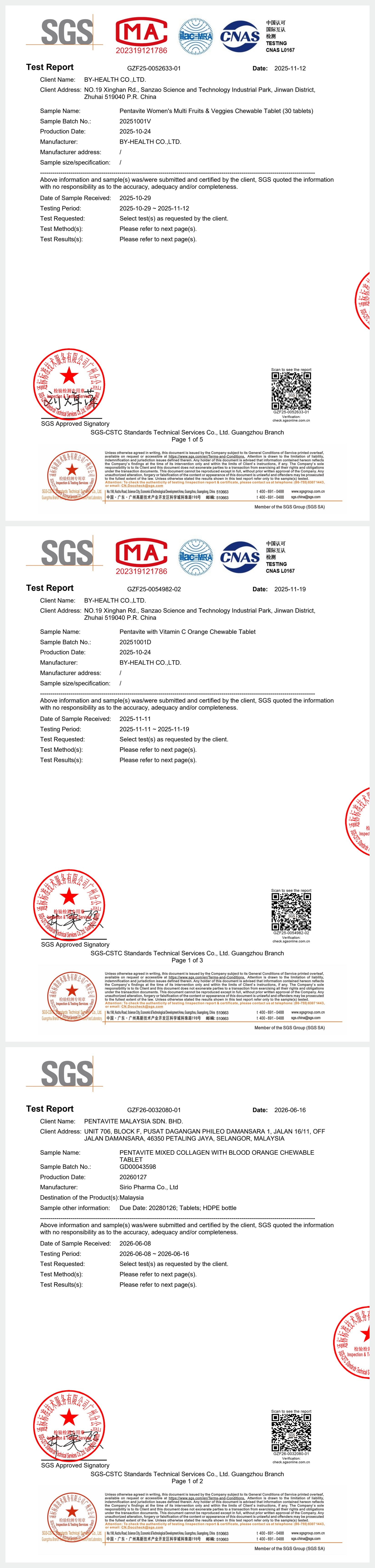 SGS Test Report for Women’s Daily Glow Trio – Women’s Multi, Vitamin C & Collagen
